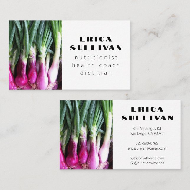 Carte De Visite Nutriist Health Coach Chef Diet Légumes Photo (Devant / Derrière)