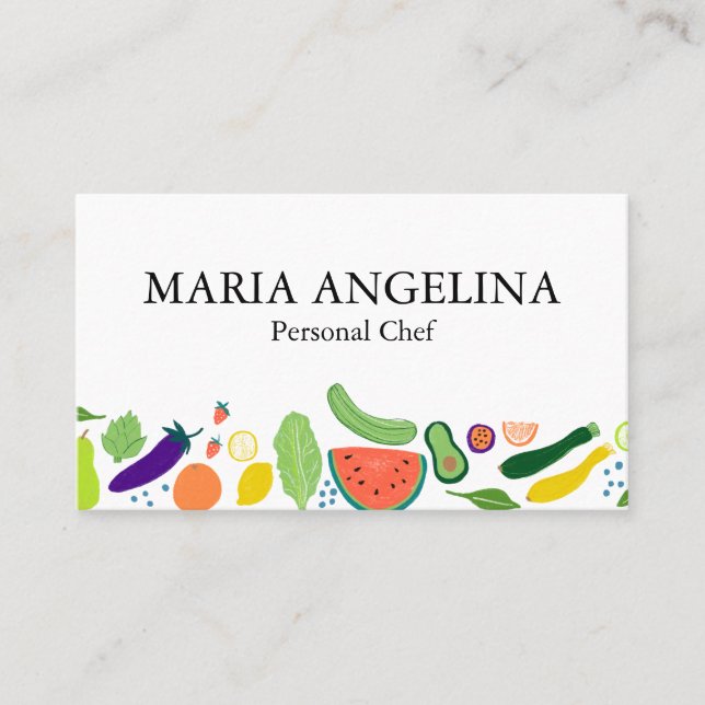 Carte De Visite Nutritionniste Chef personnel Légumes Cool moderne (Devant)