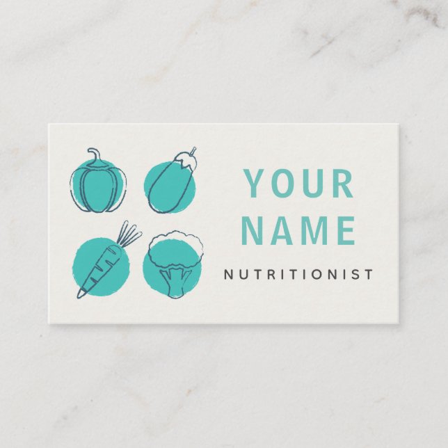 Carte De Visite Nutritionniste Légumes Icônes Alimentation saine D (Devant)