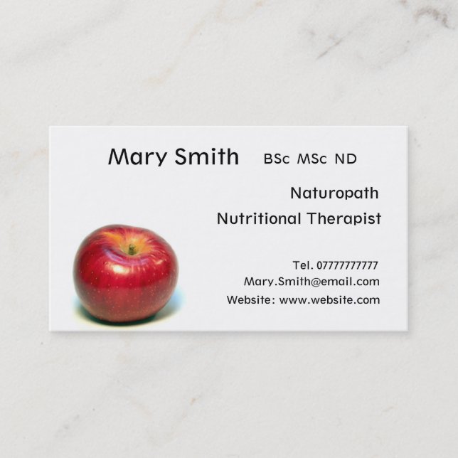 Carte De Visite Nutritionniste/thérapeute/Naturopath nutritionnels (Devant)