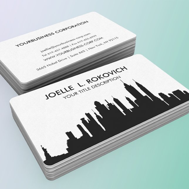 Carte De Visite NYC Skyline Silhouette Black & White Générique (Créateur téléchargé)