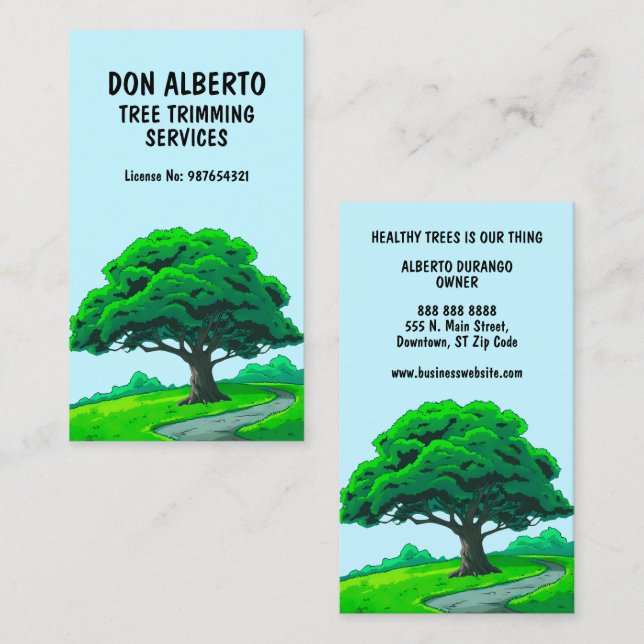 Carte De Visite Oak Tree Logo | Custom Tree Trimming Services (Devant / Derrière)