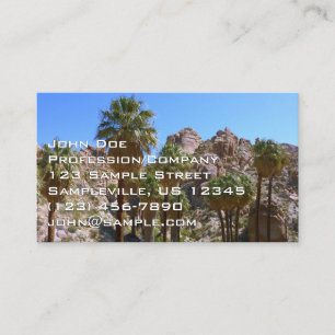 Carte De Visite Oasis Lost Palms I dans le Parc national de Joshua