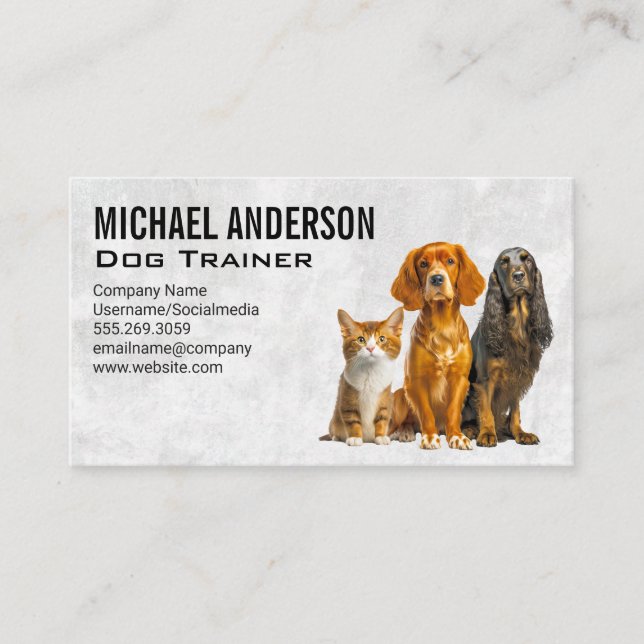 Carte De Visite Obedient Chiens assis | Entraîneur animal (Devant)