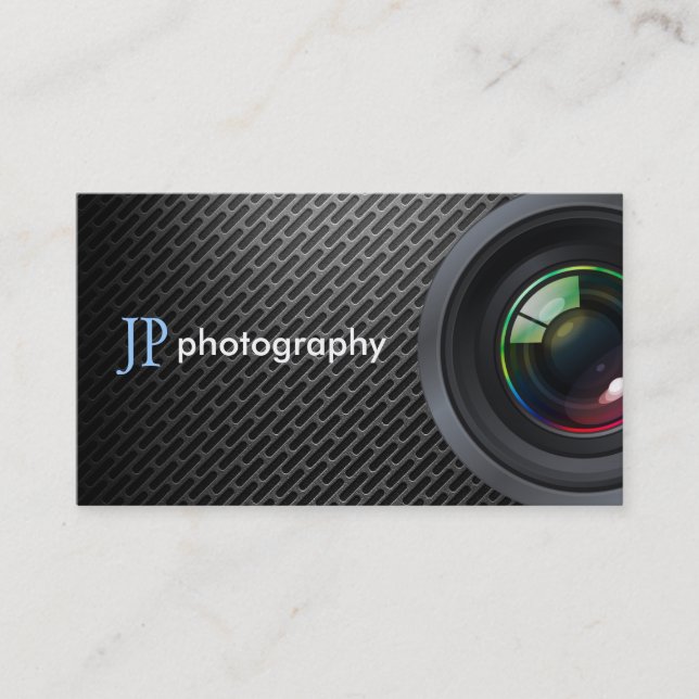 Carte De Visite Objectif de caméra professionnel de photographe (Devant)