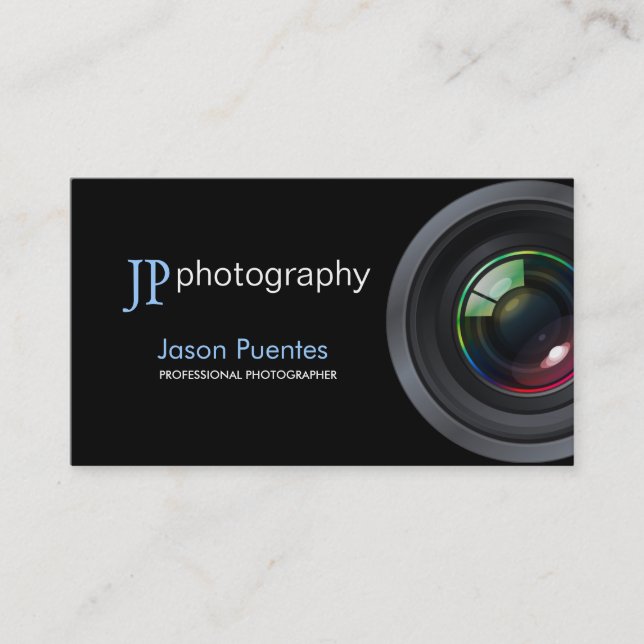 Carte De Visite Objectif de caméra professionnel de photographe (Devant)