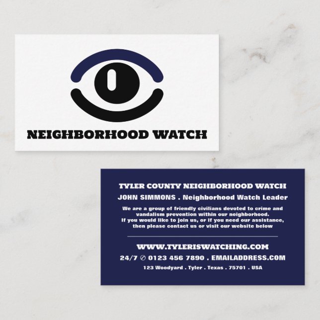Carte De Visite Observation des yeux, surveillance de la communaut (Devant / Derrière)