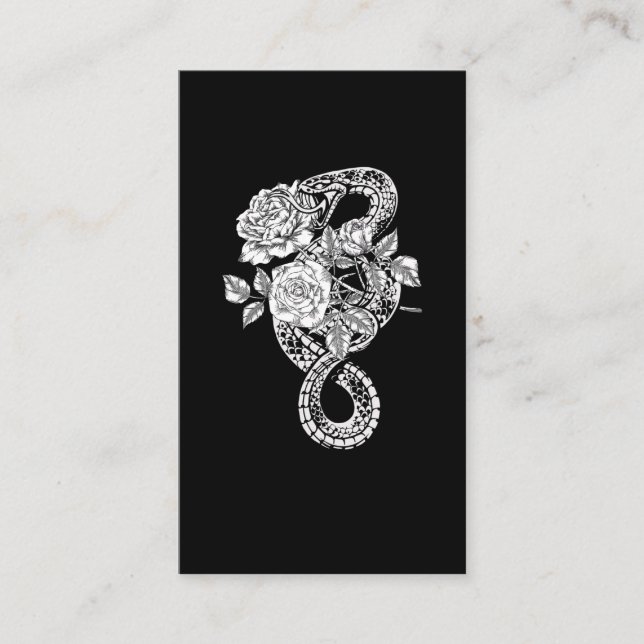 Carte De Visite Occulte Serpent Rose Wicca Goth Witchcraft (Devant)