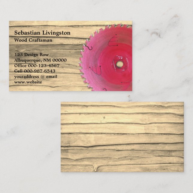 Carte De Visite Occupation de scie circulaire rustique (Devant / Derrière)