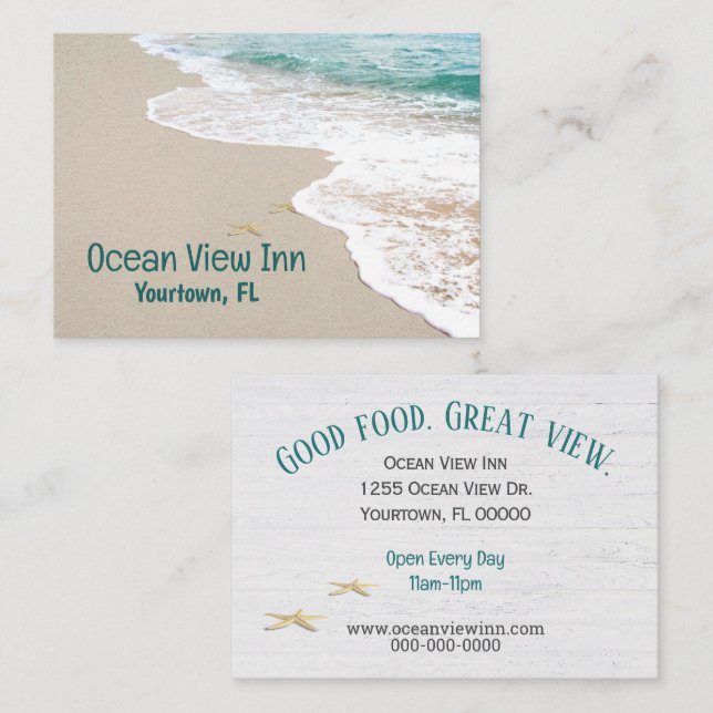 Carte De Visite Ocean Beach Avec Starfish (Devant / Derrière)