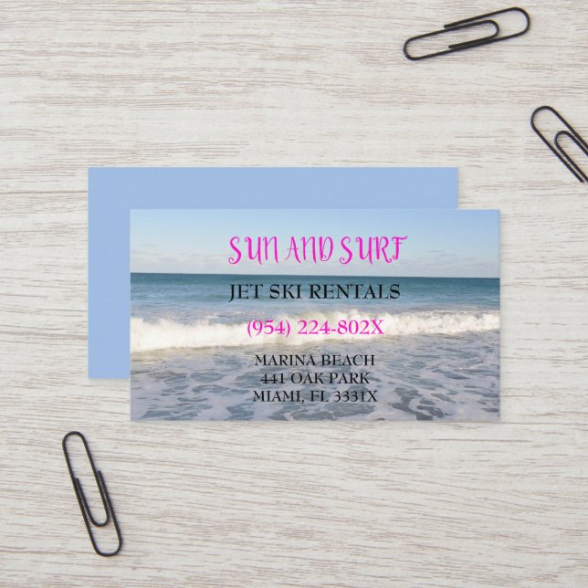Carte De Visite Ocean Beach Jet Ski Surf Shop (Devant/Arrière en situation)