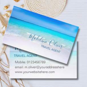 Carte De Visite Ocean Beach Sea Travel Agent Bleu élégant