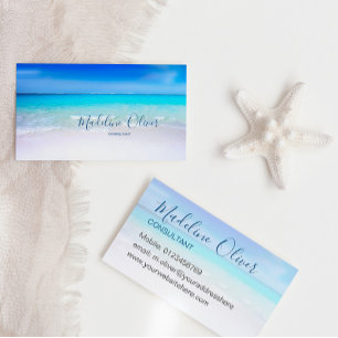 Carte De Visite Ocean Beach Sea Travel Aqua Blue élégant