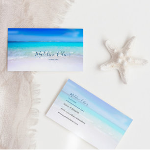 Carte De Visite Ocean Beach Sea Travel Aqua Blue Modern