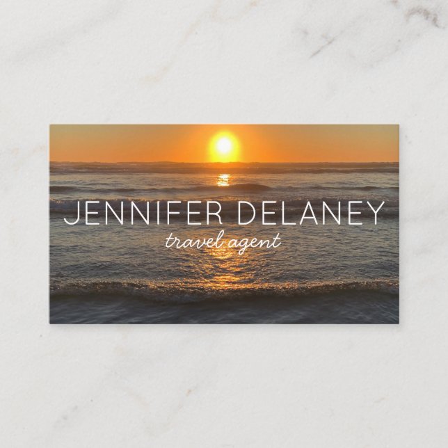 Carte De Visite Ocean Beach Waves Sunset Nature Photo Voyage (Devant)