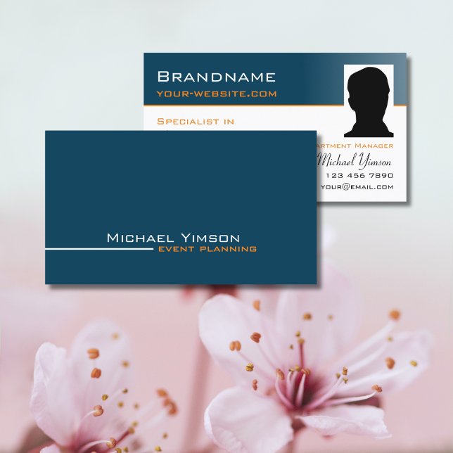 Carte De Visite Océan bleu et blanc Cool avec professionnel photo (Créateur téléchargé)