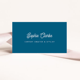 Carte De Visite Ocean Blue   Écriture rétro avec QR Code