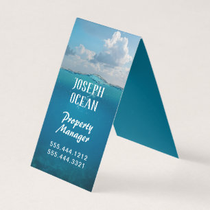 Carte De Visite Océan Eau Bleu Arrière - plan Étroit Debout