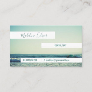 Carte De Visite Ocean Sea Blue Waves Beach Moderne Blanc