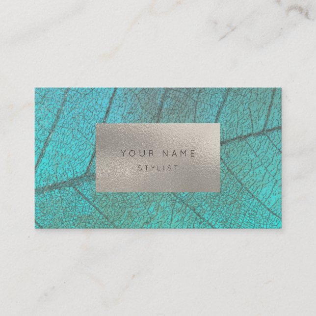 Carte De Visite Océan tropical Silver Grey Blanc Foil Botanique (Devant)
