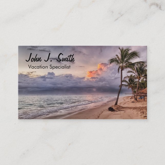 Carte De Visite Ocean Waves Sandy Beach Sunset (Devant)