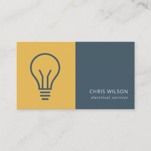 CARTE DE VISITE OCHRE NAVY GRAY ÉLECTRICIEN ÉLECTRICIEN BULB ÉL