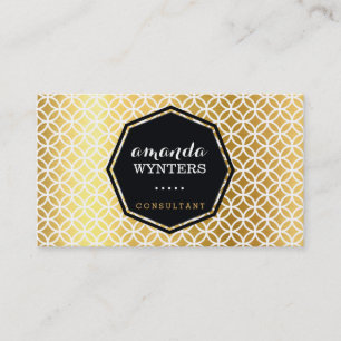 Carte De Visite Octogone moderne de feuille d'or de motif de