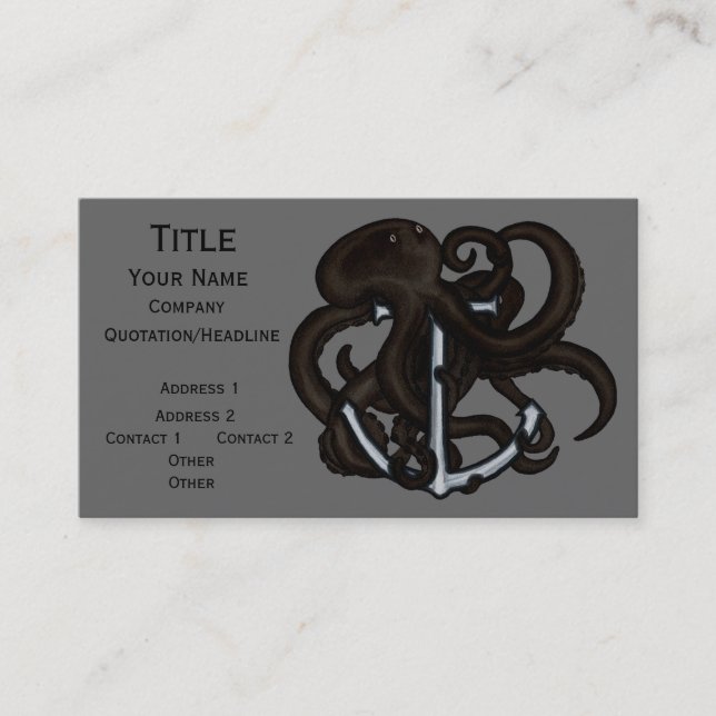 Carte De Visite Octopus noir sur l'Ancre (Devant)