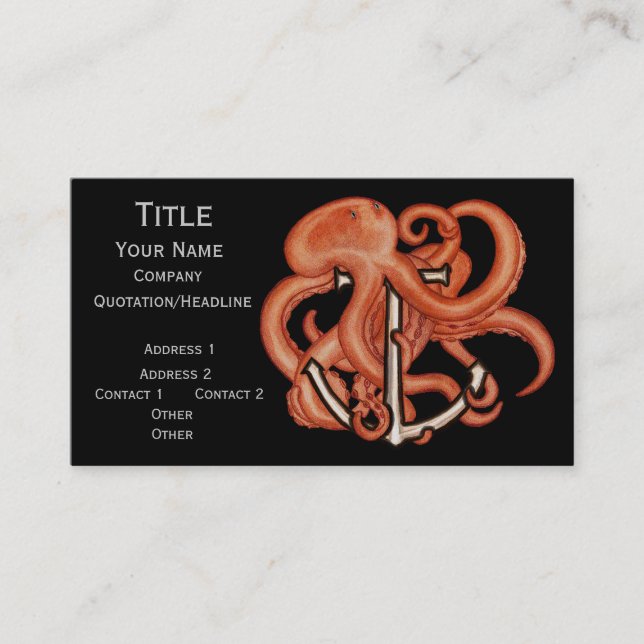 Carte De Visite Octopus orange sur l'Ancre (Devant)