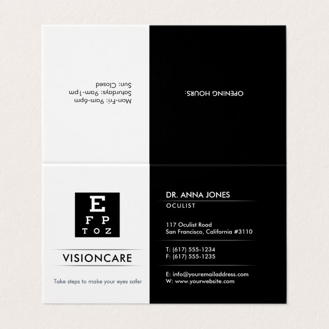 Carte De Visite Oculiste | optican (Extérieur déplié)