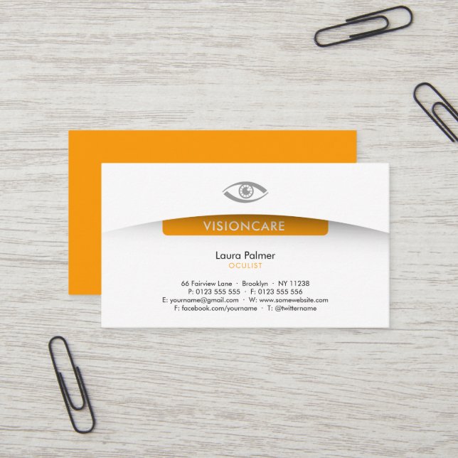 Carte De Visite Oculiste | Optican Professional (Devant/Arrière en situation)