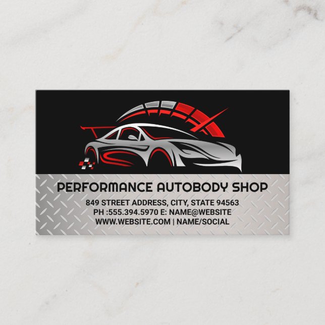 Carte De Visite Odomètre | Voiture de course de rue | Logo automat (Devant)