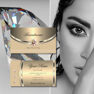 Carte De Visite OEil à l'oeil Gold Pastel Beige avec Faux Diamant