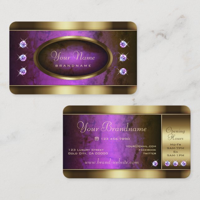 Carte De Visite OEil d'or avec marbre et diamants pourpres (Devant / Derrière)