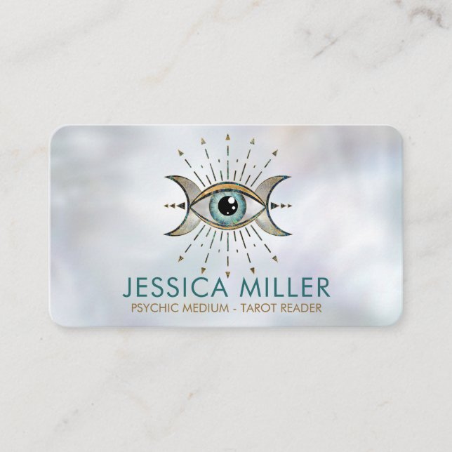 Carte De Visite Oeil - Triple Lune - Gemstone et or Business Ca (Devant)