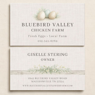 Carte De Visite Oeufs de Ferme de Poules Lin Shabby Chic