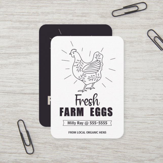 Carte De Visite Oeufs de poulet frais à la ferme (Devant/Arrière en situation)