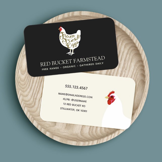 Carte De Visite Oeufs de poulet frais de ferme Rétro (Créateur téléchargé)