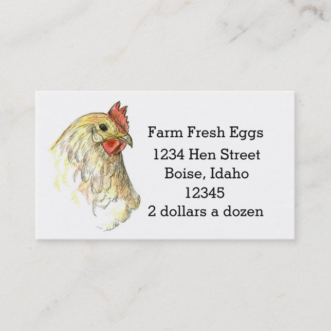 Carte De Visite OEufs Frais De Ferme Dessin De Poulet De Hen (Devant)