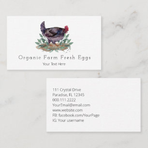 Carte De Visite Œufs frais de la ferme familiale Poulets Jardinage