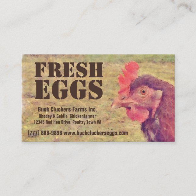 Carte De Visite Oeufs frais - poulet rouge de couche de poule (Devant)