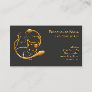 Carte De Visite OEuvres d'animaux familières en or de chien et de 