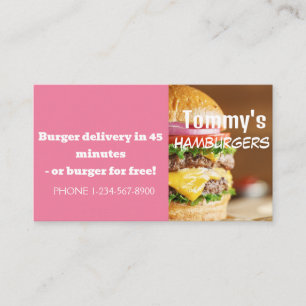 Carte De Visite Offre de remise de livraison de hamburger
