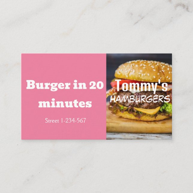 Carte De Visite Offre de remise de livraison de hamburger (Devant)