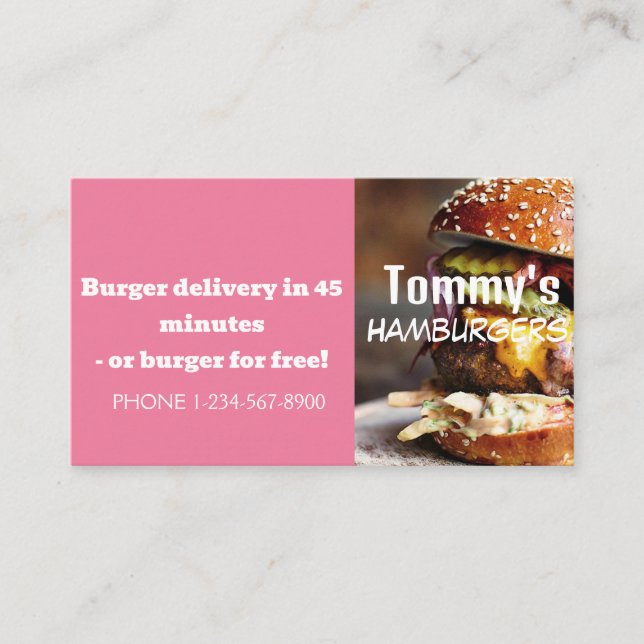 Carte De Visite Offre de remise de livraison de hamburger (Devant)