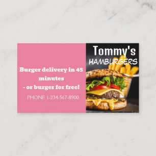 Carte De Visite Offre de remise de livraison de hamburger