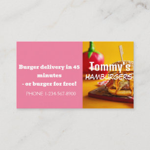 Carte De Visite Offre de remise de livraison de hamburger