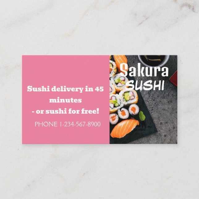 Carte De Visite Offre de remise de livraison de sushi (Devant)