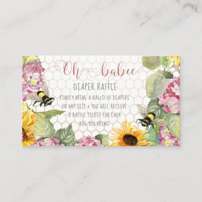 Carte De Visite Oh Babee Bumblebee Tournesol Girl Diaper Raffle (Devant)