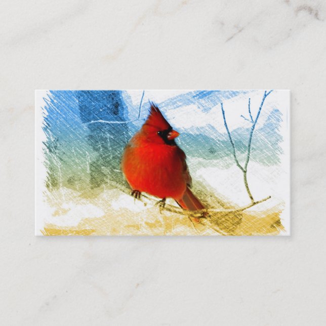 Carte De Visite oiseau cardinal rouge élégant de pays occidental (Devant)